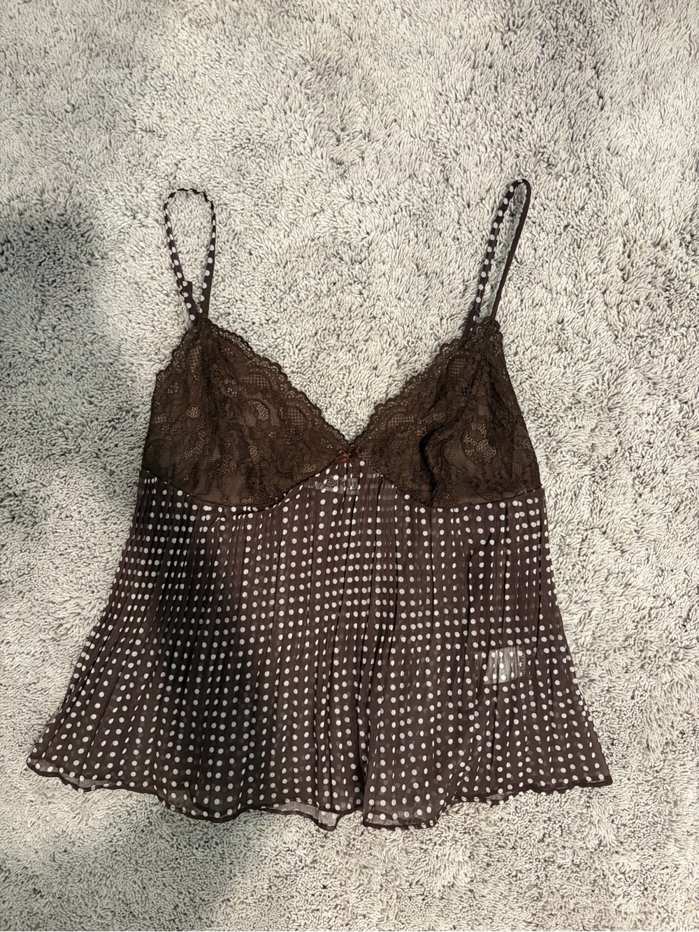Princess Polly Brown Polka Dot Lace-Trim Cami - Picture 4 of 6